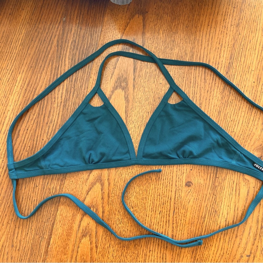 NWT Jolyn Blue Green Peacock Color Bathing Suit Top Finn Style Medium